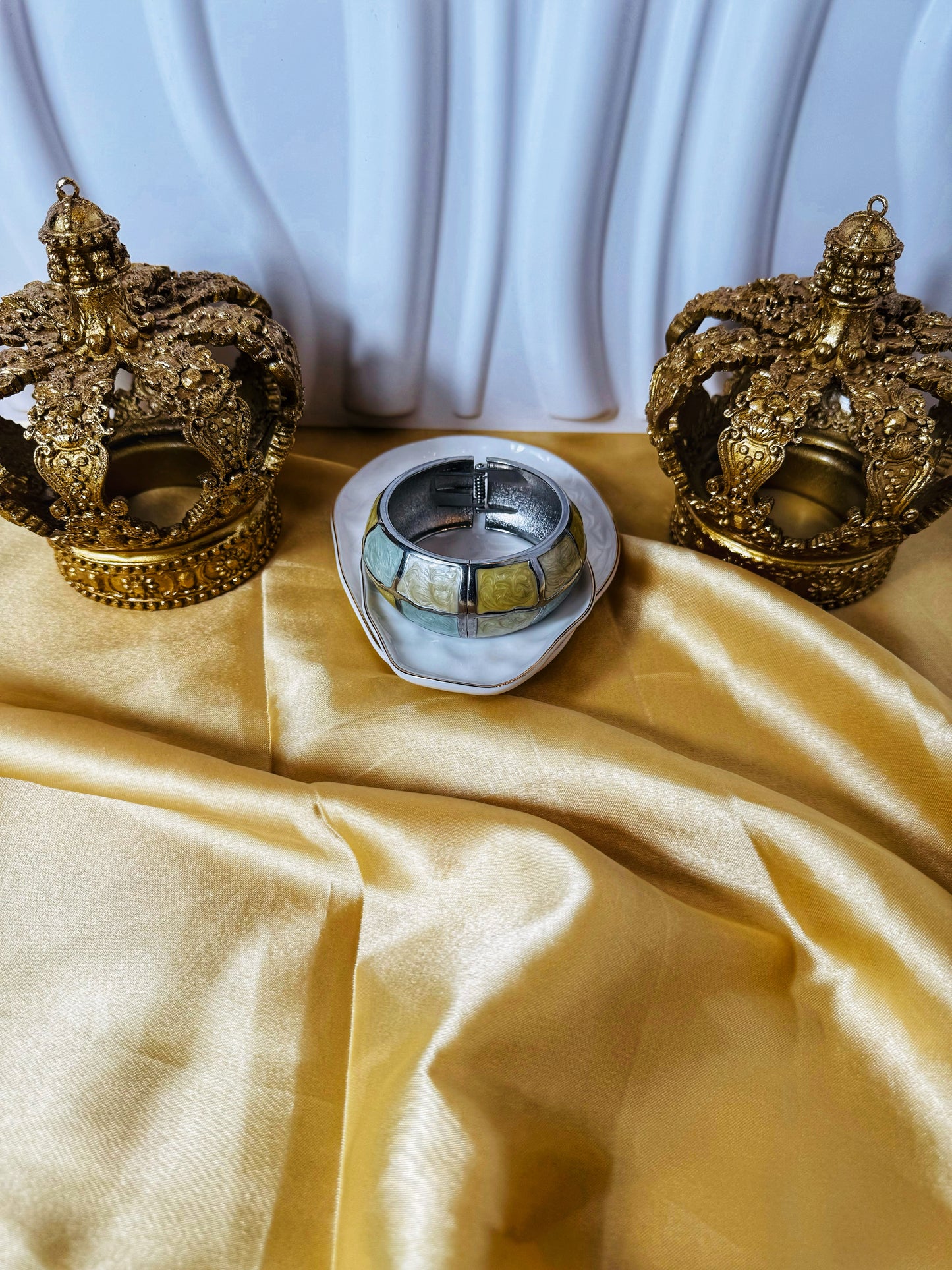 Ivory Enamel Hinged Cuff Bracelet (Anthropologie) - The Brand By Teneshia B.