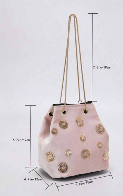 Pink Embellished Velvet Bag - The Brand By Teneshia B.