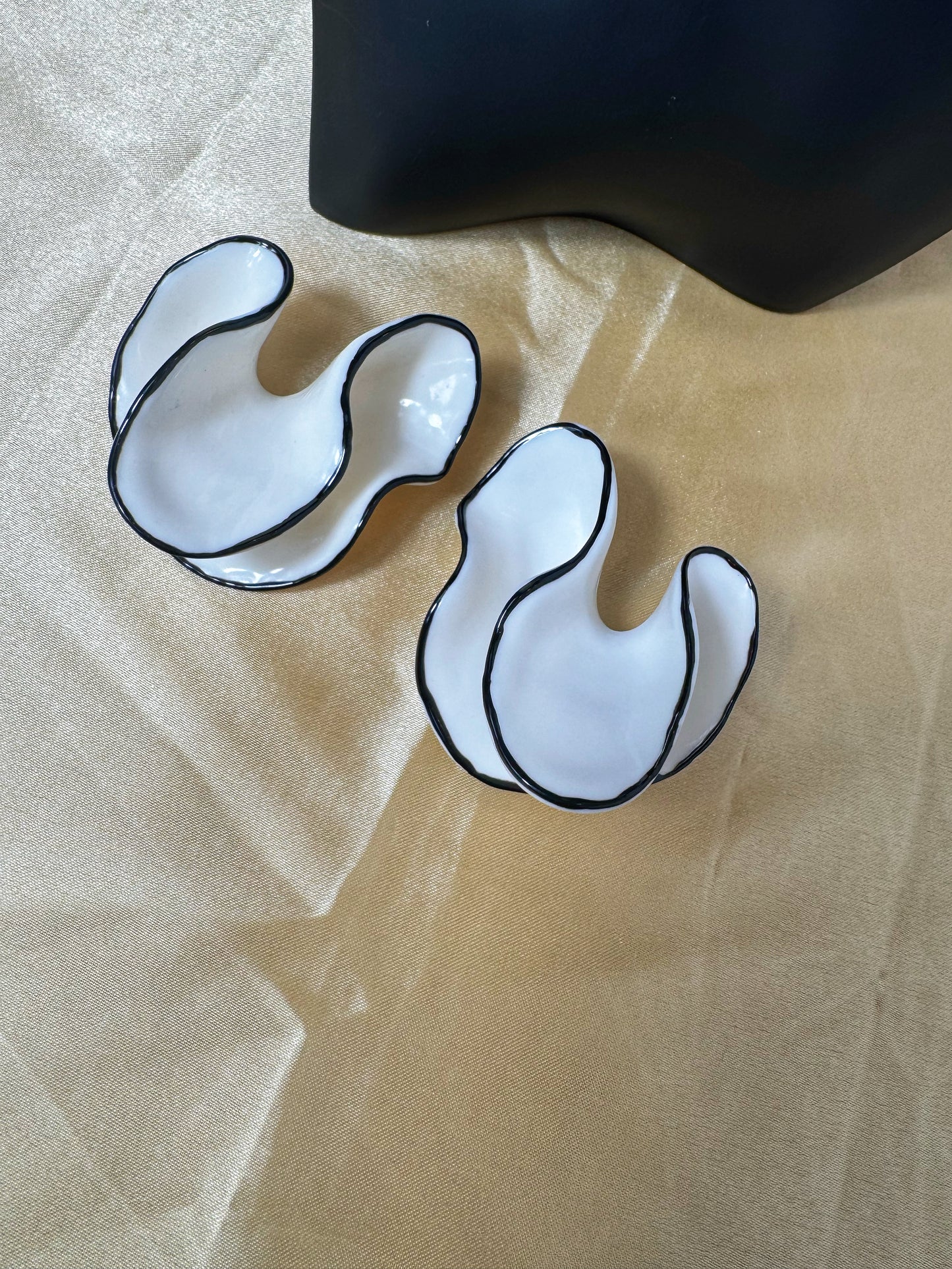 Sculptural White Enamel Earrings