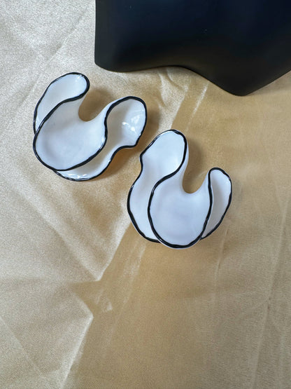 Sculptural White Enamel Earrings