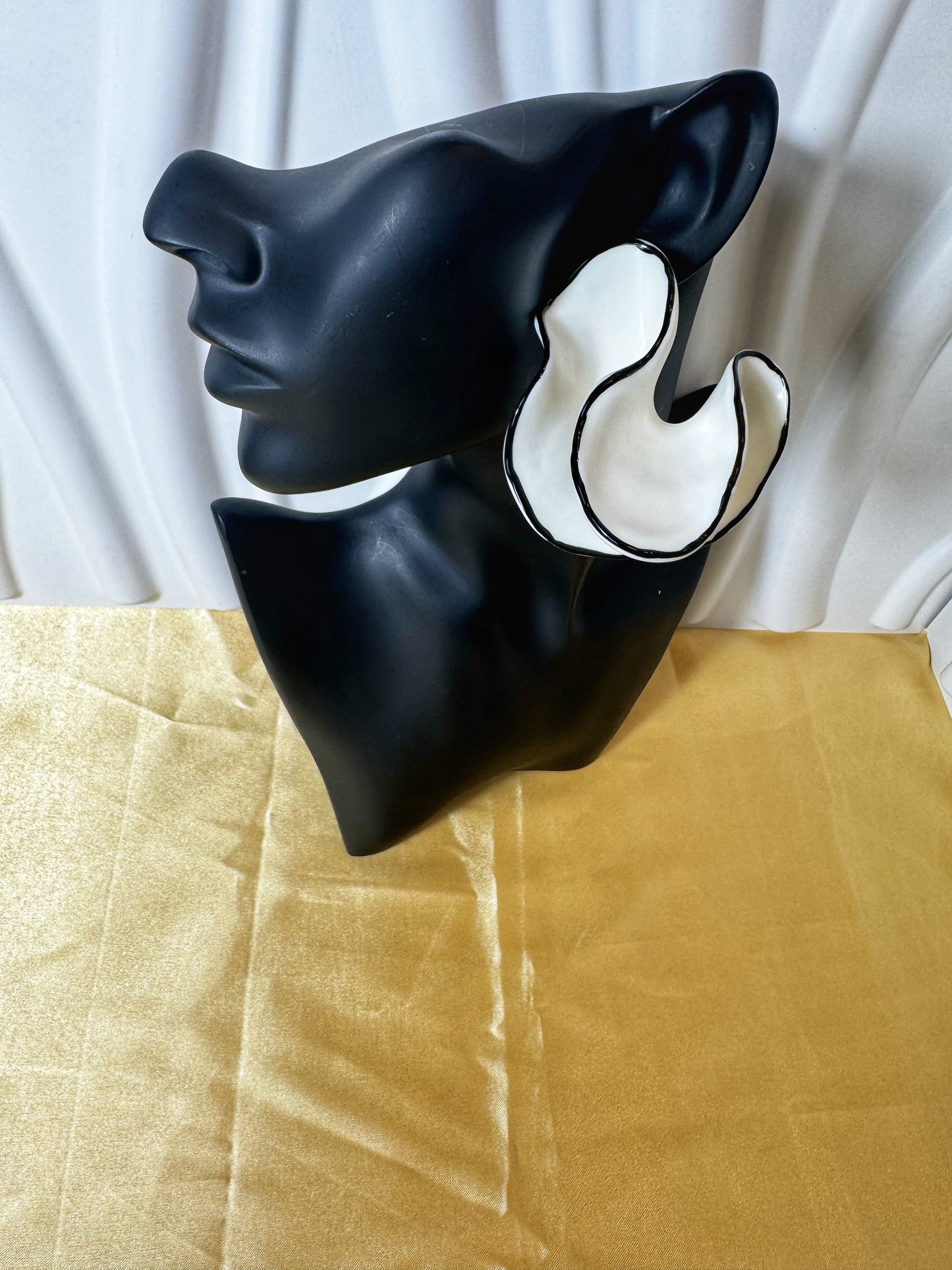 Sculptural White Enamel Earrings