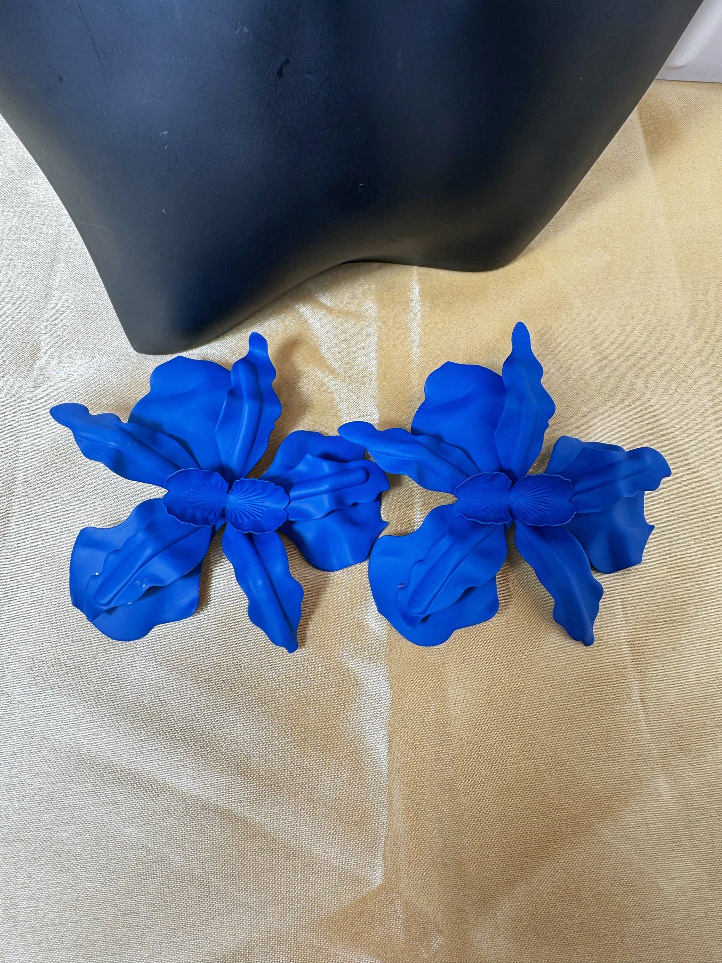 Blue Orchid Flower Earrings