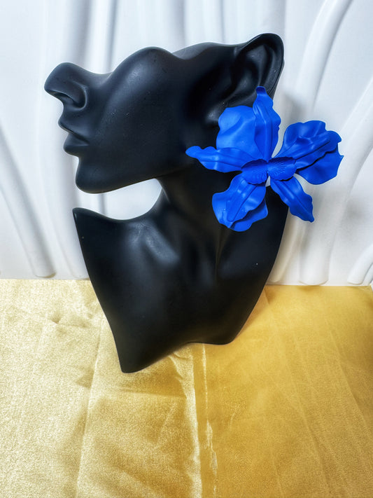 Blue Orchid Flower Earrings