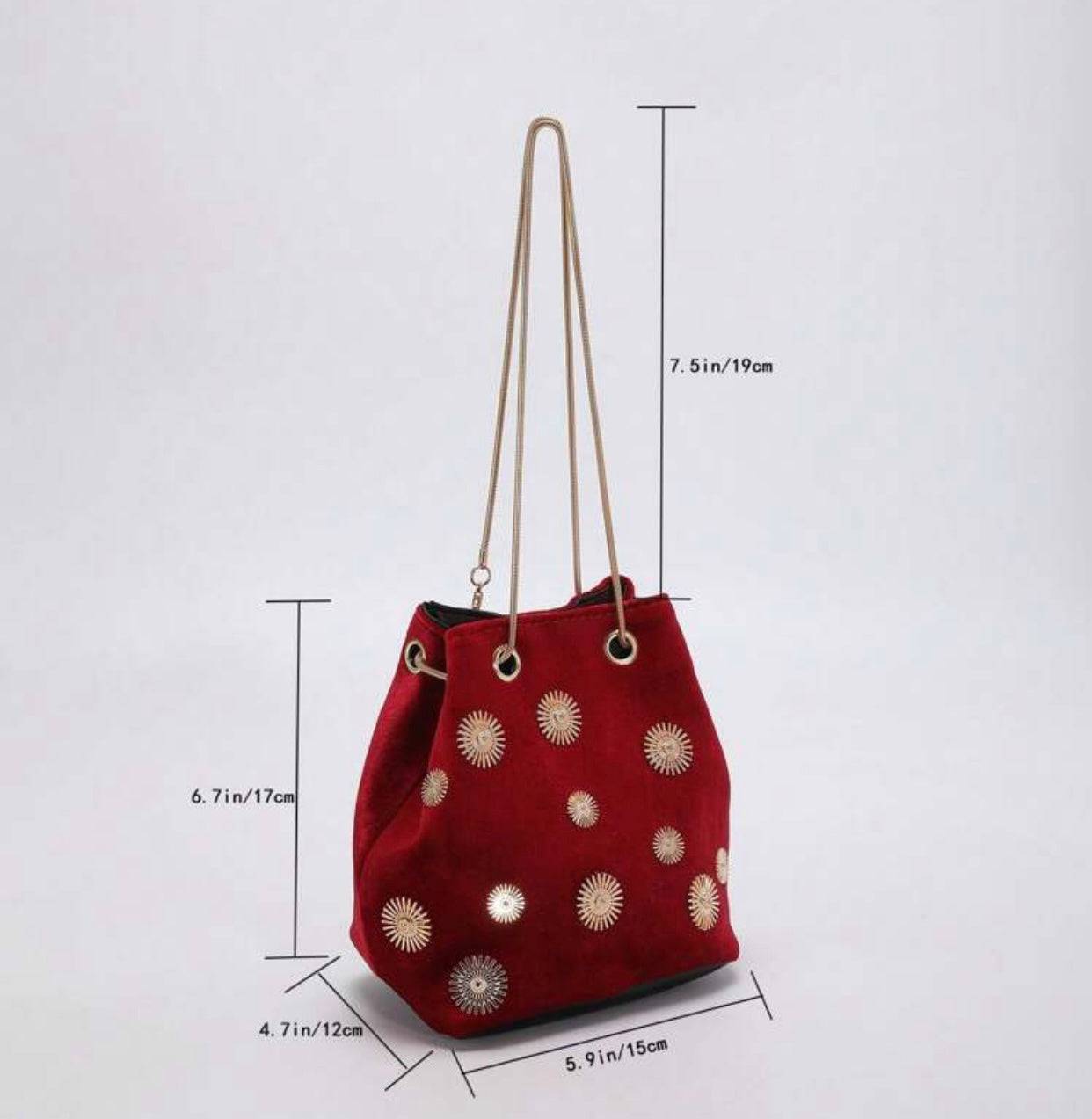 Red Embellished Velvet Bag - The Brand By Teneshia B.