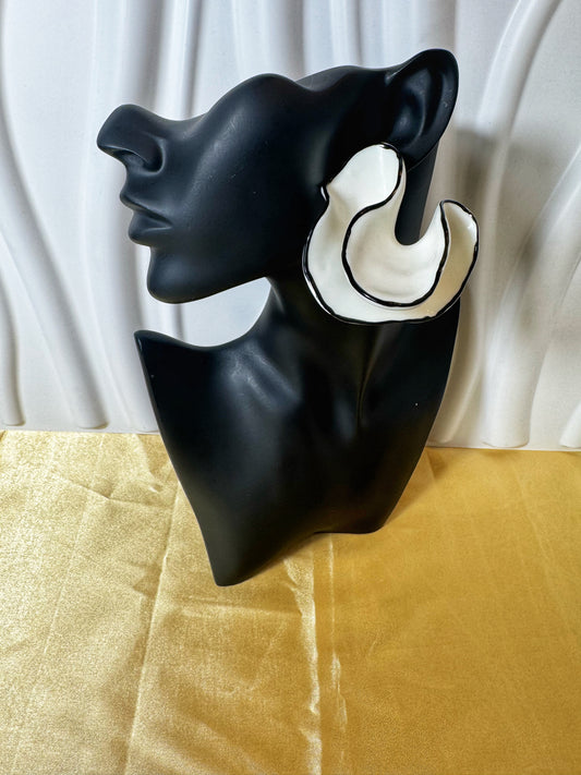 Sculptural White Enamel Earrings