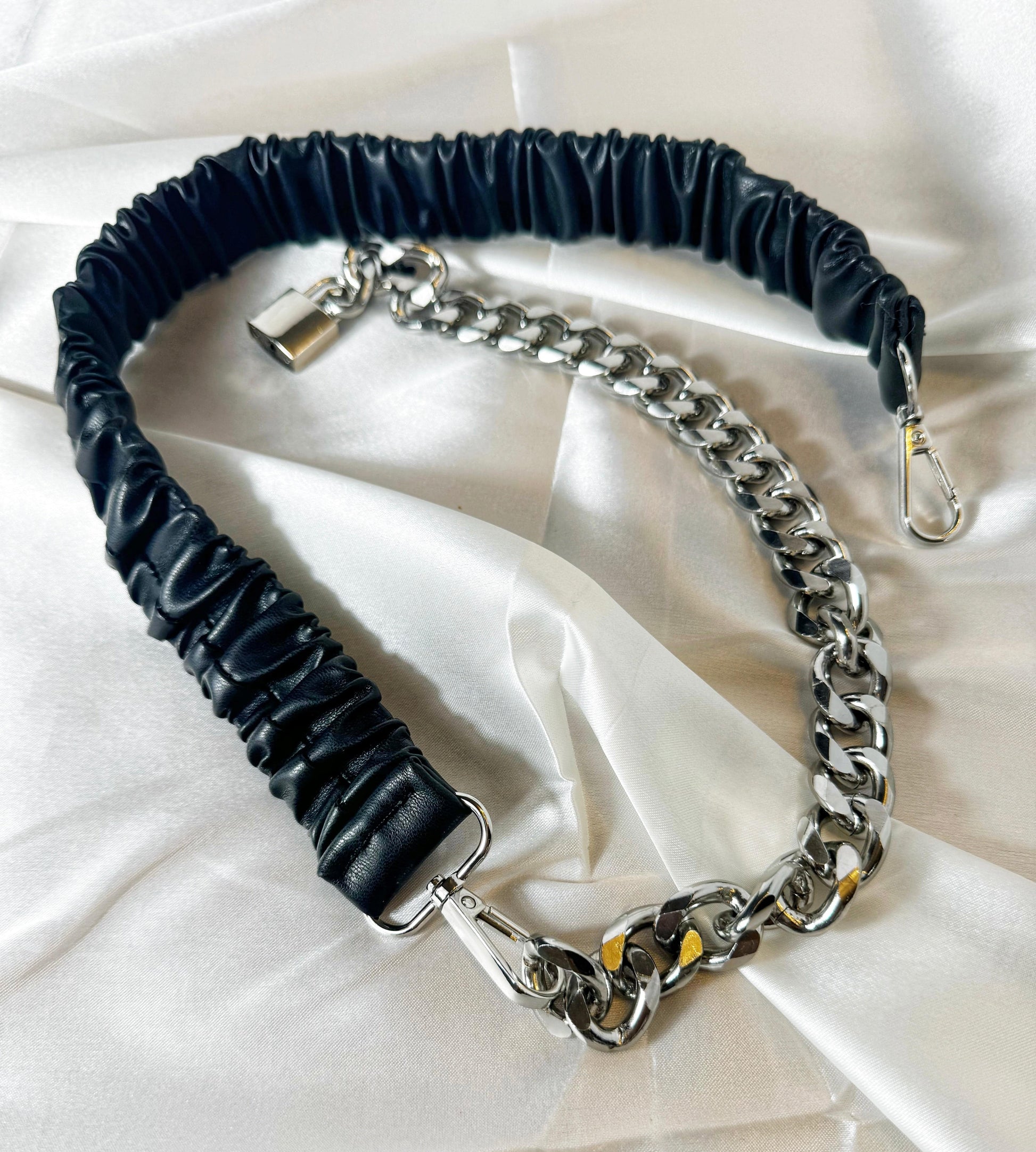 Silver/Leather Chain Belt - The Brand By Teneshia B.