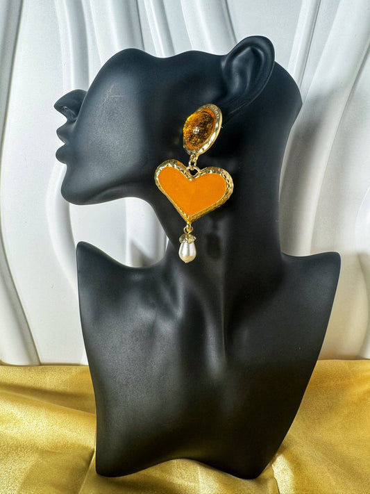 Orange Heart Earrings - The Brand By Teneshia B.