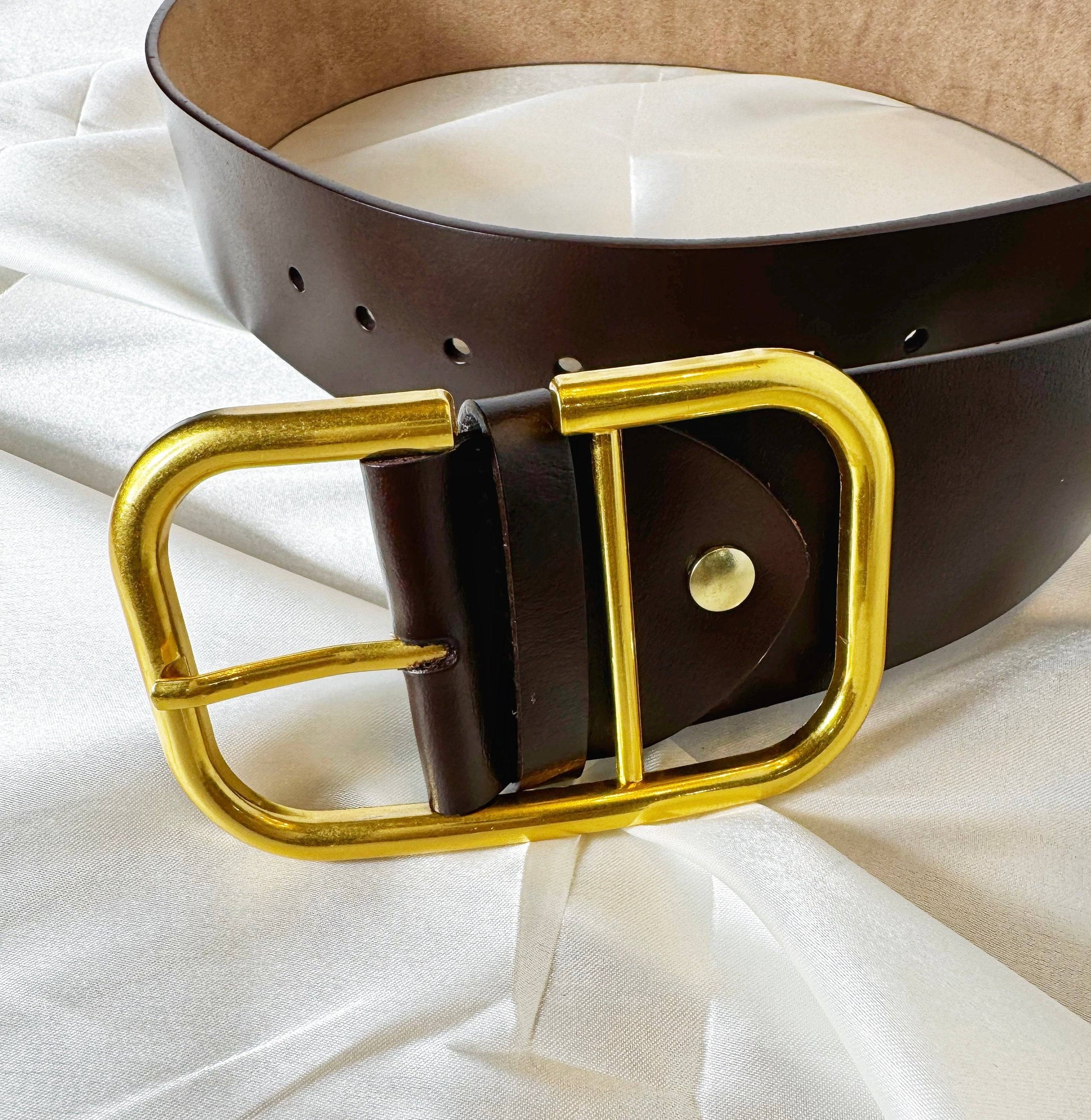 Gold Buckle Leather Belt - The Brand By Teneshia B.