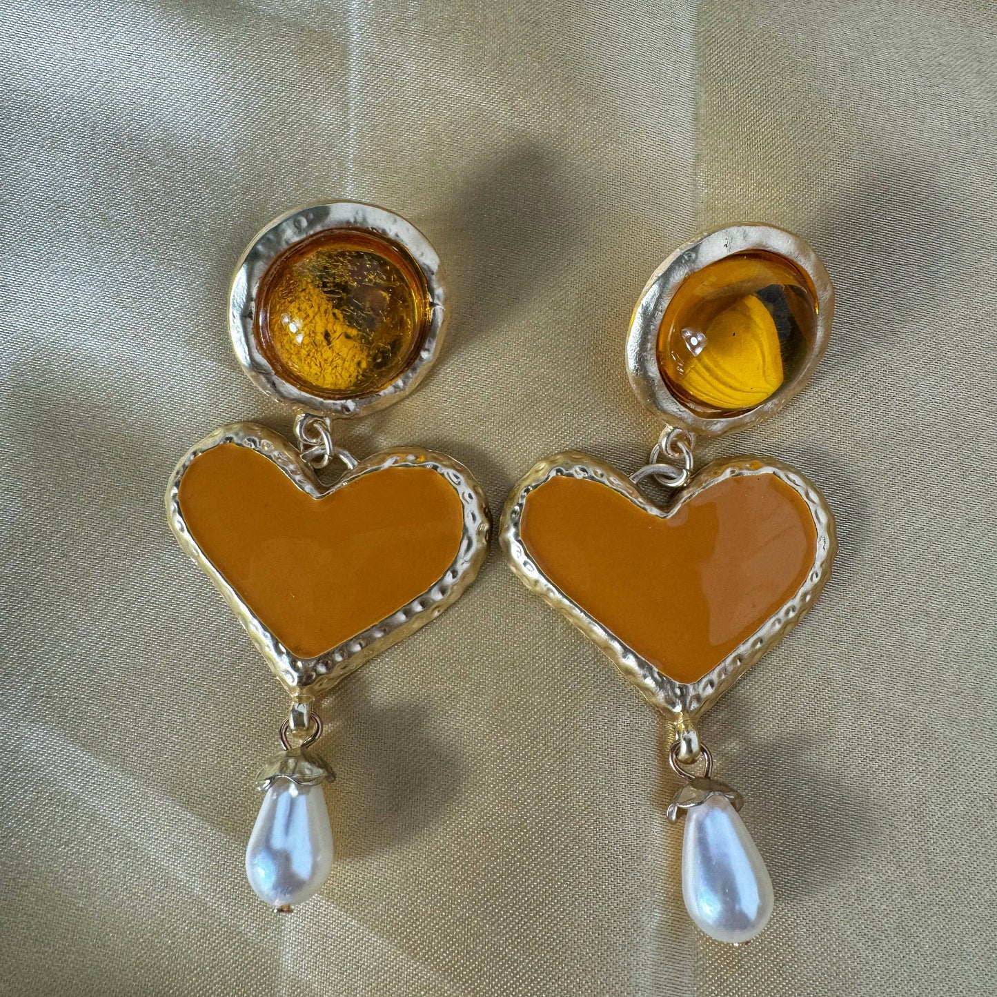 Orange Heart Earrings - The Brand By Teneshia B.