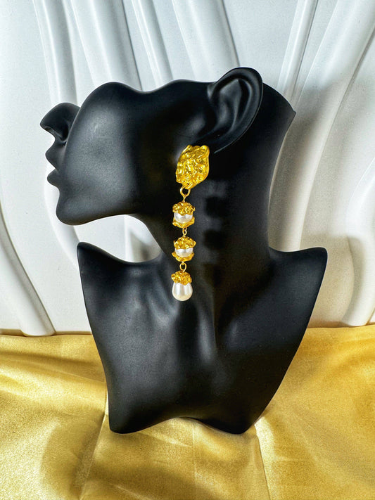 Gold Pearls Earrings - The Brand By Teneshia B.