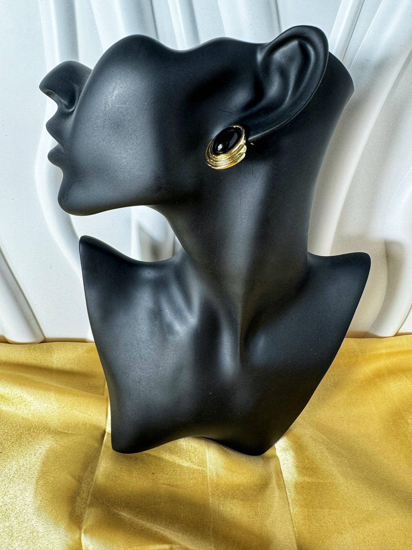 Gold Black Stone Studs - The Brand By Teneshia B.