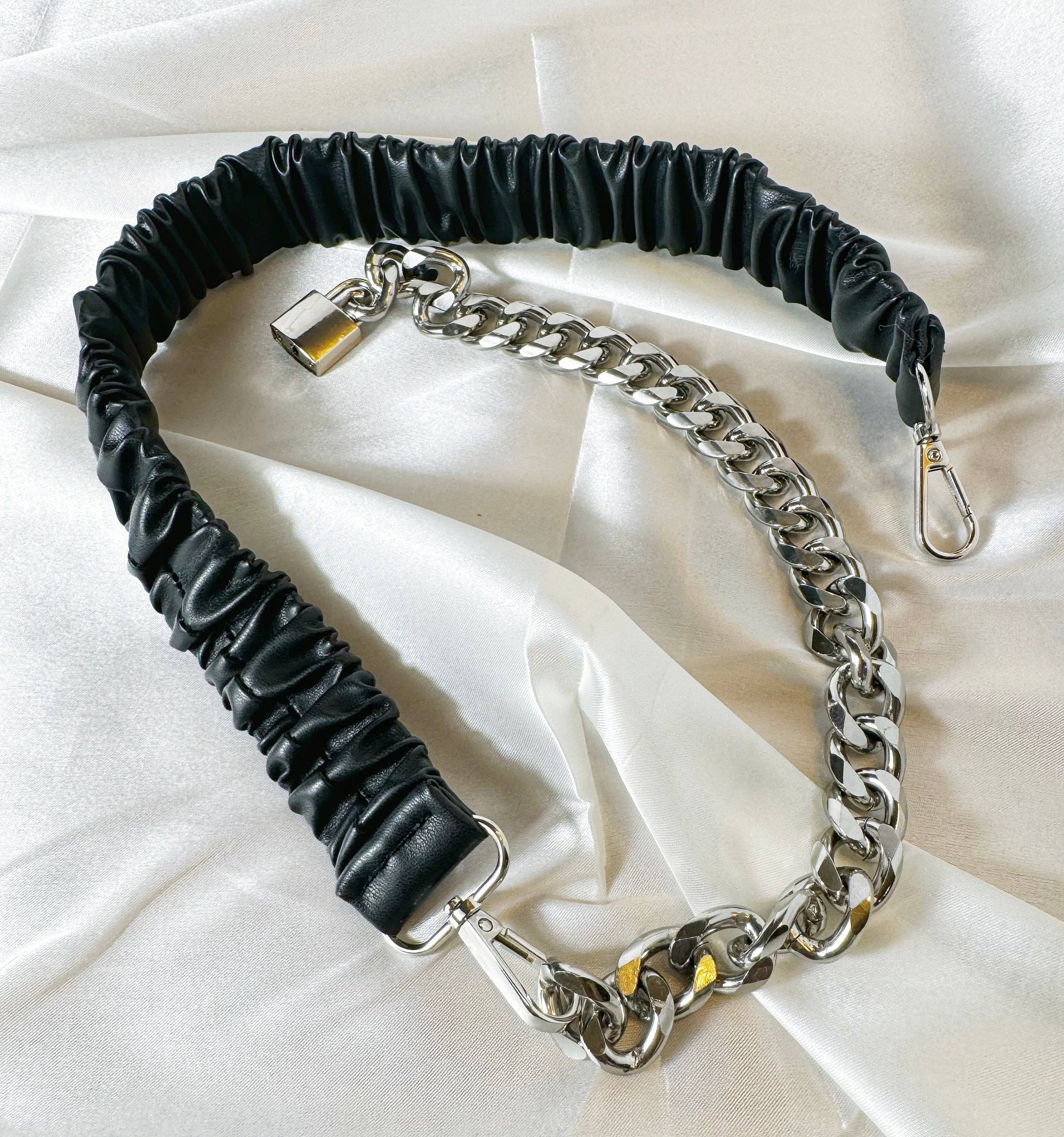 Silver/Leather Chain Belt - The Brand By Teneshia B.