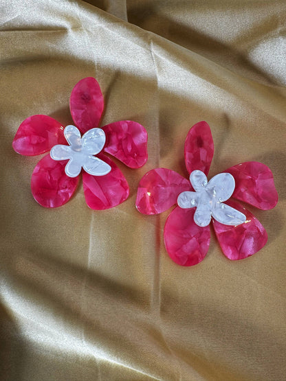 Pink Resin Flower Earrings - The Brand By Teneshia B.