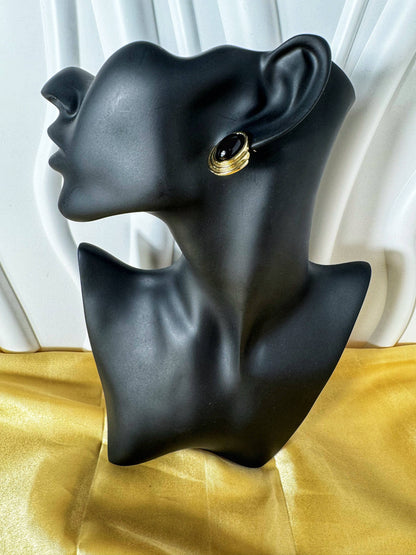 Gold Black Stone Studs - The Brand By Teneshia B.