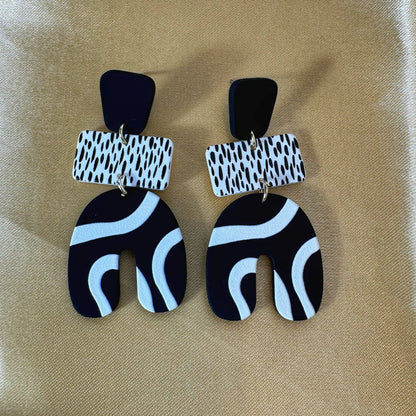 Black/White Tribal Swirl Earrings - The Brand By Teneshia B.